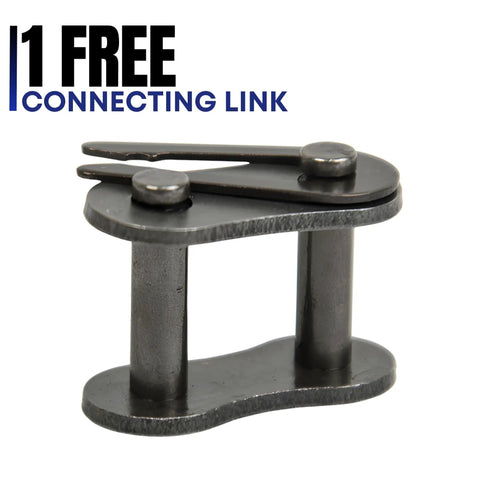 Close-up of master link for ANSI 35 Roller Chain for Go Karts and Mini Bikes, steel material with connecting pin