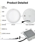 Detailed view of Ultra Thin 11 Inch LED Recessed Light Kit 14 Pack, Dimmable 24W 6000K Neutral White Downlights with specs.