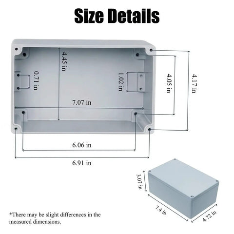 Heavy Duty Cast Aluminum Project Box With IP66 Waterproof Rating Tough As Nails High Strength Heat And Cold Resistant Junction Enclosure size details with dimensions.