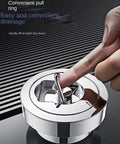 Floor Drain, Invisible Floor Drain Copper Swimming Pool Bathtub Hot(Round,75 Tube) with pull ring for easy drainage.