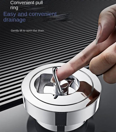 Floor Drain, Invisible Floor Drain Copper Swimming Pool Bathtub Hot(Round,75 Tube) with pull ring for easy drainage.