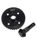 Beefed Up Bevel Gear Overdrive And Underdrive Axle Set For One Tenth RC Crawlers, 11T To 34T Helical Differential Gears Ring Pinion