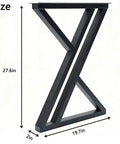 Heavy Duty Black Metal Table Legs Set Of 2 28 Inch High T Shape Iron Desk Legs For DIY Dining Tables And Desks Supports Up To 800 Pounds Modern Matte Finish Look sized with measurements
