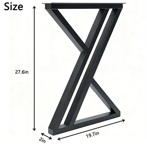 Heavy Duty Black Metal Table Legs Set Of 2 28 Inch High T Shape Iron Desk Legs For DIY Dining Tables And Desks Supports Up To 800 Pounds Modern Matte Finish Look sized with measurements
