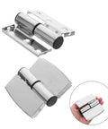 Top Shelf Stainless Steel Flush Hinges For Bathroom Partition Doors, modern design, heavy duty build, detachable hardware.