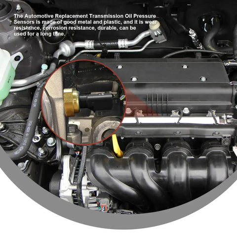 Engine Oil Pressure Sensor Switch Replacement For 5149064AA And 5149062AA shown installed in engine compartment with sealing and durable build.