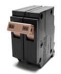 Front view of Two Pole 100 Amp Plug-On Molded Case Circuit Breaker Type 3/4-In Thermal Magnetic Protection 10 KAIC 120/240V.