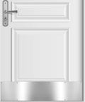 Two Pack Aluminum Door Kick Plates 8 By 30 Inches Grey Silver Durable Shield To Prevent Door Dings And Scuffs Easy Installation Sleek Home Improvement Accessory For Modern Doors on white door