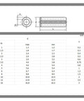 Technical diagram and specifications table for Slotted Spring Pins M16x30 100mm Black Carbon Steel Pack Of 60 in millimeters.