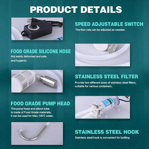 Product details of 110V Water Transfer Pump With Adjustable Speed Auto Siphon Self Priming Food Grade Pump Head And Hose