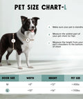 Pet size chart for Heavy Duty Insulated Dog Door For Wall Featuring Triple Flap Weather Blocker. Includes measurements for small and large dogs.