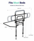 One Hand Fold Bed Rail For Seniors, 180 Degree Folding, Adjustable Height And Width, Black Safety Guard Rail For Bedside Access