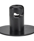 Close-up of Top Shelf Quarter Turn Fasteners Featuring Massive Head Design And Half Inch Grip Span, black plastic, designed for secure panel locking.