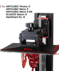 Upgraded Resin Magnetic Flexible Steel Plate Bed 202x128mm on 3D printer frame with red resin model visible below print bed.