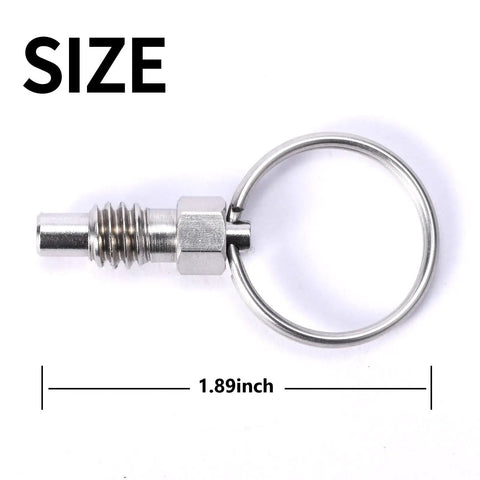 Snag This Badass 2Pack Stainless Steel Spring Plunger Kit With Pull Ring Offering Nonlocking Stubby Design Plus 3/8-16 Threads, 1.89 inch size.