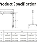 Product specifications for Space Saving Portable Gantry Crane With Fully Adjustable Height And Width Heavy Duty Shop Hoist.