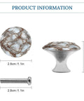Rock Solid White And Brown Marble Pattern Round Cabinet Knobs With Screws Drawer Pulls And Handles Set Of Two smooth glass surface and steel base.
