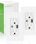 Kickin Fast Charge 65W GaN USB C Wall Outlet Two Pack, 15 Amp Tamper Resistant Receptacle, PD3.0, electrical socket with USB ports.