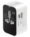 Universal Travel Adapter USB C Power Adapter All In One World Wall Charger For USA EU UK AUS Worldwide Compatibility Type C White
