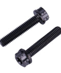 Close-up of Titanium Torx Head Flange Bolts M4 X 20mm Four Pack For Motorcycles And Bikes Black Finish Grade 5