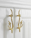 Slick Twig Drawer Pulls In Polished Brass Plum Blossom Branch Handle For Cabinets And Dressers on white cabinet doors