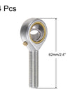 4 Pack POSB6 Male Rod End Bearings 3/8 Inch Bore 3/8-24 Right Hand Thread Self Lubricating Joint With Jam Nuts For Smooth, Flexible Motion In Your Go-To Mechanical Setups And DIY Projects. 62mm steel rod end