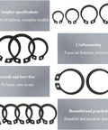 20 Pcs Heavy Duty 65Mn Steel C-Clip Retainer Rings For Gears Bearings Pulleys Valves High Temp Heat Resistance Tough Black Plated Assortment For Your Toolbox, showing various sizes and black finish.