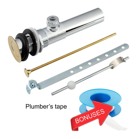 Sink Pop Up Drain Stopper Assembly With Lift Rod And Overflow In Solid Brass Lavatory Pop Up Drain For Bathroom Vanity Sink