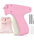 Dang Quick Stitch Gun For Clothes, Lightning Fast Sewing Mender With Micro Fasteners, Slick Handheld Garment Repair Tool, No Sweat Pocket Packing Fixer For Pants And Shirts, Pink with accessories in pouch