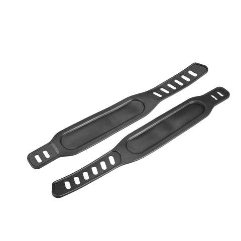 Black adjustable straps for Non Slip Indoor Bike Pedals With Straps Nine Sixteenth Inch Spindle For Exercise Bikes, shown separately.