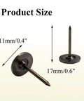 One Hundred Heavy Duty Flat Head Thumb Tacks In Bronze Top Shelf Push Pins For Upholstery And Wall Decor Slick Decorative Photo Fasteners That Handle Any Project Like A Boss size display showing 11mm and 17mm measurements.