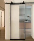 Barn Door Handle Matte Black 24 Inch Back To Back Double Sided Long Door Pull For Shower Glass Doors And Wooden Barn Doors Modern Push Pull Handle For Entryway And Home Cabinet Use Everyday on frosted glass sliding door