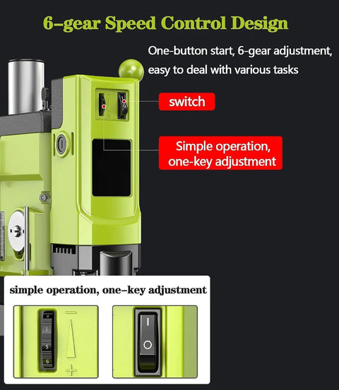 6 Speed Bench Drill Press With 13mm Stainless Steel Chuck For Wood And Metal Drilling speed control panel with one-button operation.