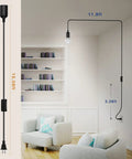 Two Pack Fifteen Foot Hanging Light Cord Kit With Inline On Off Switch For Pendant Lamps E26 E27 Socket Black No Bulb