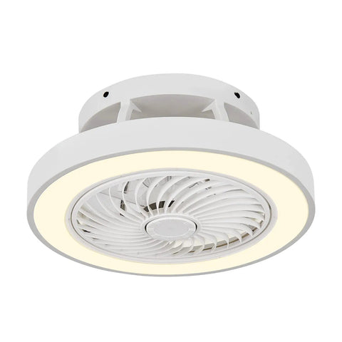 16 Inch Flush Mount Ceiling Fan With Lights Low Profile Enclosed White Ceiling Fan With Remote For Kitchen Bedroom Or Dining Room Ultra Quiet Copper Motor Modern Sleek Look And Energy Saving Design