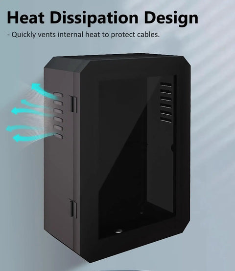 Hella Weatherproof EV Charger Enclosure Lockable Outdoor Box For Secure Electric Vehicle Cable Storage Rock Solid Black Protector heat dissipation design