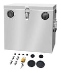 Built Like A Tank Stainless Steel Battery Box For RV Trailers And Deck Ready Boats With Locking Watertight Cover showing a heavy duty design with mounting kit.