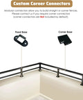 Custom Corner Connectors for Solid Setup Balcony Railing Height Extender, fixed base and corner base on a railing.
