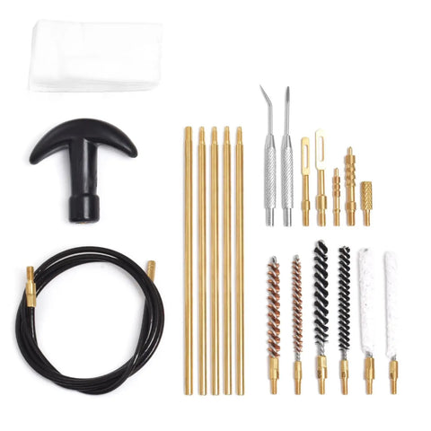 Airgun Cleaning Kit For 177 And 22 Caliber Rifles With Cotton Mop Bronze Bore Brush Brass Jag Slotted Tips