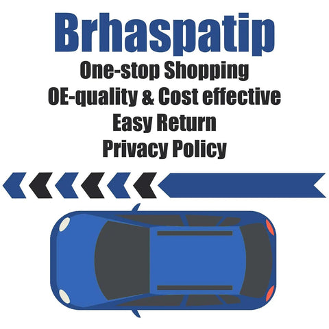 Brhaspatip one-stop shopping graphic featuring a blue car and text about OE-quality, cost-effective parts and easy return policy.