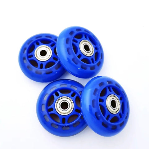 4 Pieces Inline Skate Wheels 70mm with Pre Installed Bearings Blue Durable PU Wear Resistant Replacement for Beginner Rollerblades