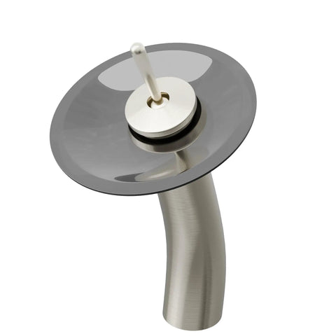 Oil Rubbed Bronze Vessel Waterfall Faucet With Tea Glass, Single Lever, Deck Mount, Solid Brass Construction side view