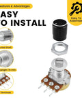 128 Piece Potentiometer Kit For DIY Audio Builds Includes 15mm Linear Pots In 1K 2K 5K 10K 20K 50K 100K 200K 250K 500K And 1M Plum Knob Caps
