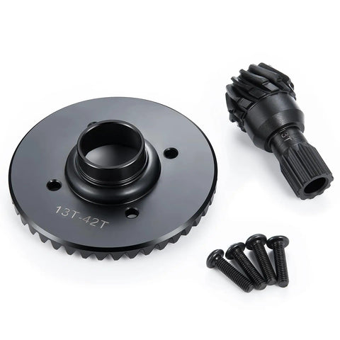 Beefy Steel Front And Rear Differential Gear Set For 1 To 5 Scale RC Cars 13 Tooth Pinion And 42 Tooth Ring Gears with screws
