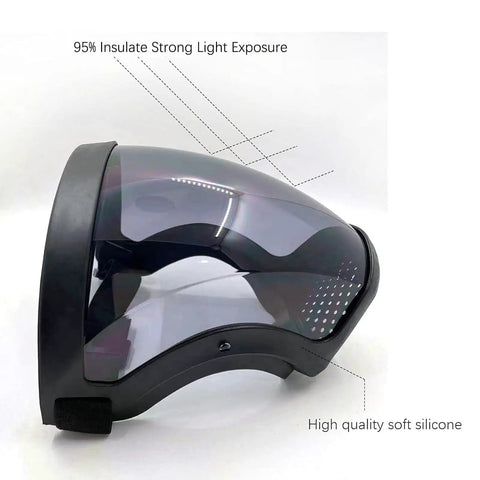 Side view of Clear Face Shield PPE Full Plastic Guard Anti Fog Reusable For Adults, showcasing high-definition visibility.