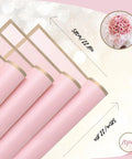 Pink Gold Edge Flower Wrapping Paper Set With 20 Sheets 22.8 x 22.8 inches waterproof floral wrap for bouquets DIY packaging.