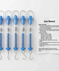 Tubular Spring Scale Set With 1N To 30N Range Dual Newton And Gram Readouts For Your Go To Physics Lab And Classroom Use Includes 1N 5N 10N 20N And 30N Scales Easy Zero Adjustment With Top Nut displayed with user manual