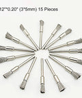 15 pieces of 0.12"x0.20" stainless steel wire brushes for rust removal using drill and rotary tools.