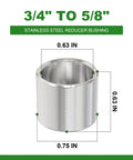 Beefy Heavy-Duty Stainless Steel Bushing Sleeve Set 12 Pieces 5/8 Inch Bore, 3/4 Inch Outer Diameter, 5/8 Inch Length Reducing Sleeve Spacer For M14 Screws Bolts And Rods, Corrosion Resistant, High Pressure, Leak Proof, Easy Install. stainless steel reducer bushing 3/4 to 5/8 in