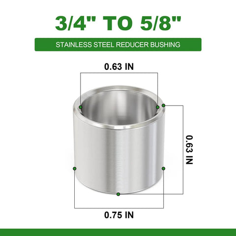 Beefy Heavy-Duty Stainless Steel Bushing Sleeve Set 12 Pieces 5/8 Inch Bore, 3/4 Inch Outer Diameter, 5/8 Inch Length Reducing Sleeve Spacer For M14 Screws Bolts And Rods, Corrosion Resistant, High Pressure, Leak Proof, Easy Install. stainless steel reducer bushing 3/4 to 5/8 in